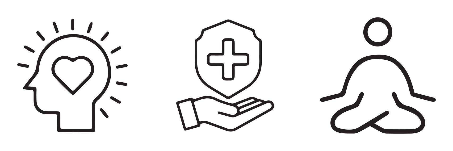 Mental Health Line Icon Set. Ideas and Inspiration Icons vector