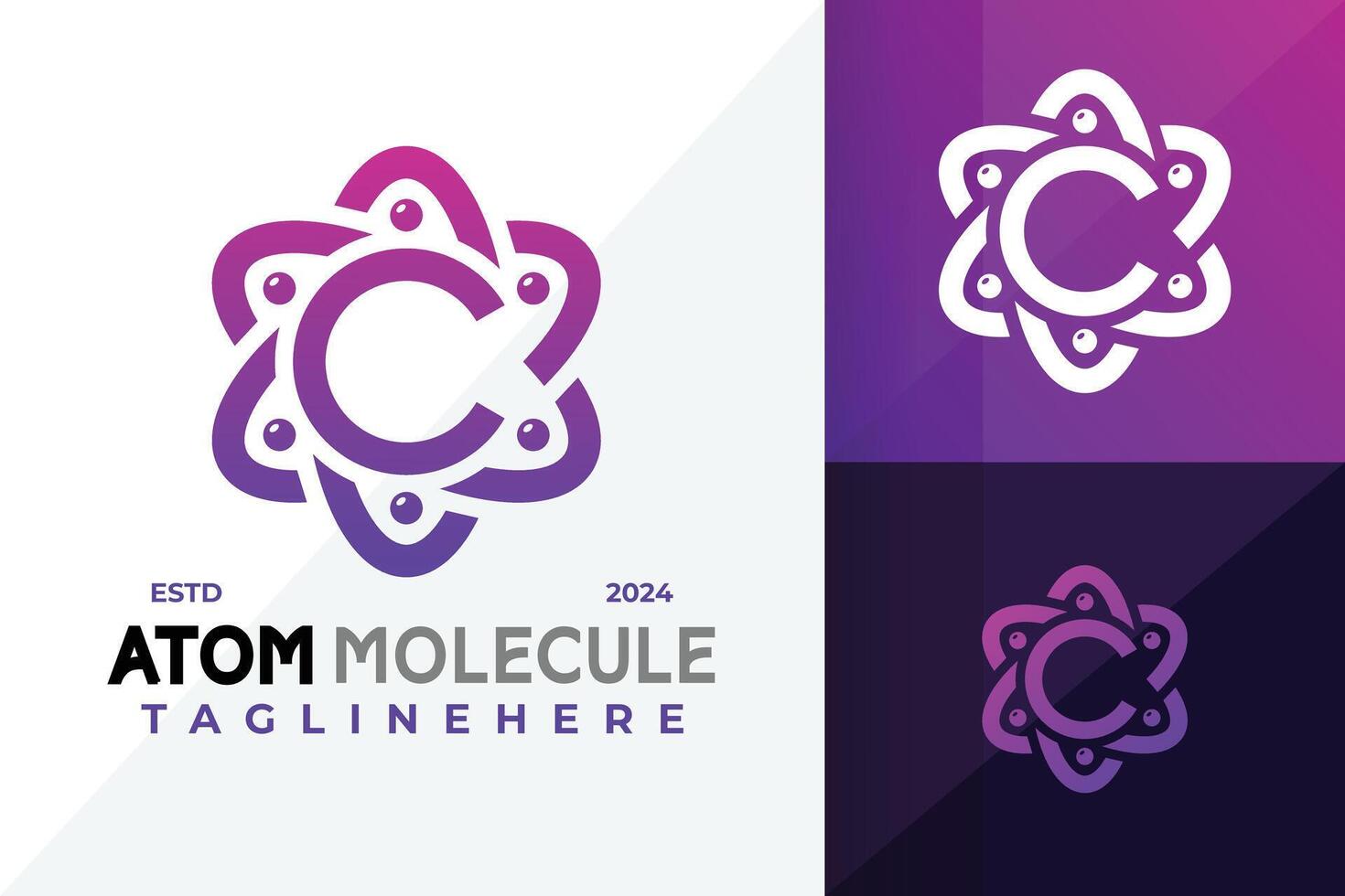 Letter C Atom Molecule Logo Icon Design Illustration vector