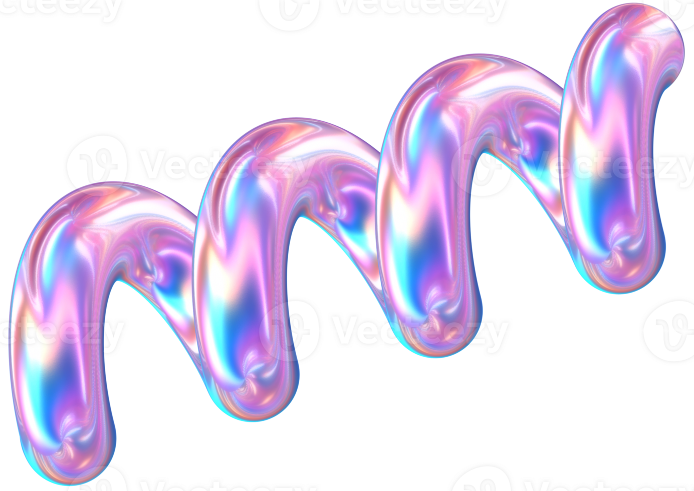Purple 3D Rendering Holographic Twisted Spiral Glossy Illustration png
