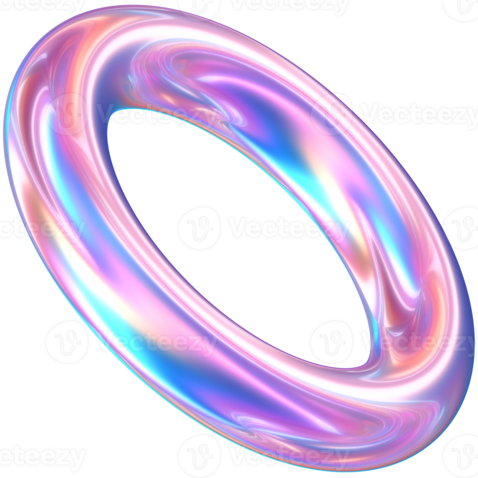 Purple 3D Rendering Holographic Floating Ring Glossy Illustration png