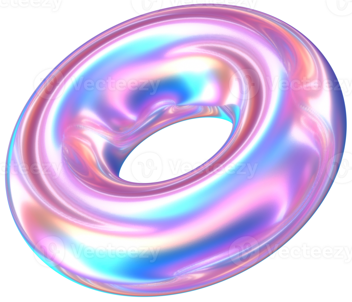 Purple 3D Rendering Holographic Bubble Rings Glossy Illustration png