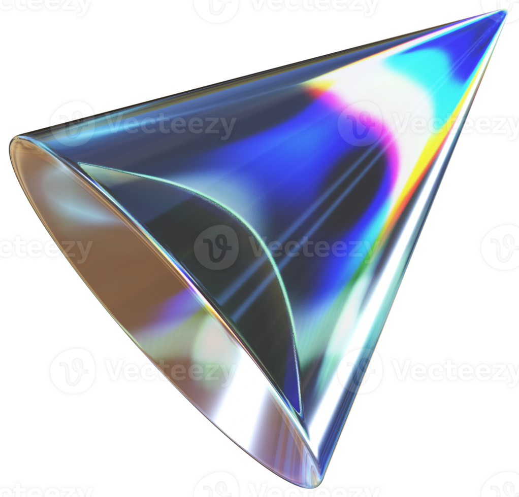 Reflective Glass Cone 3D Illustration Shapes png