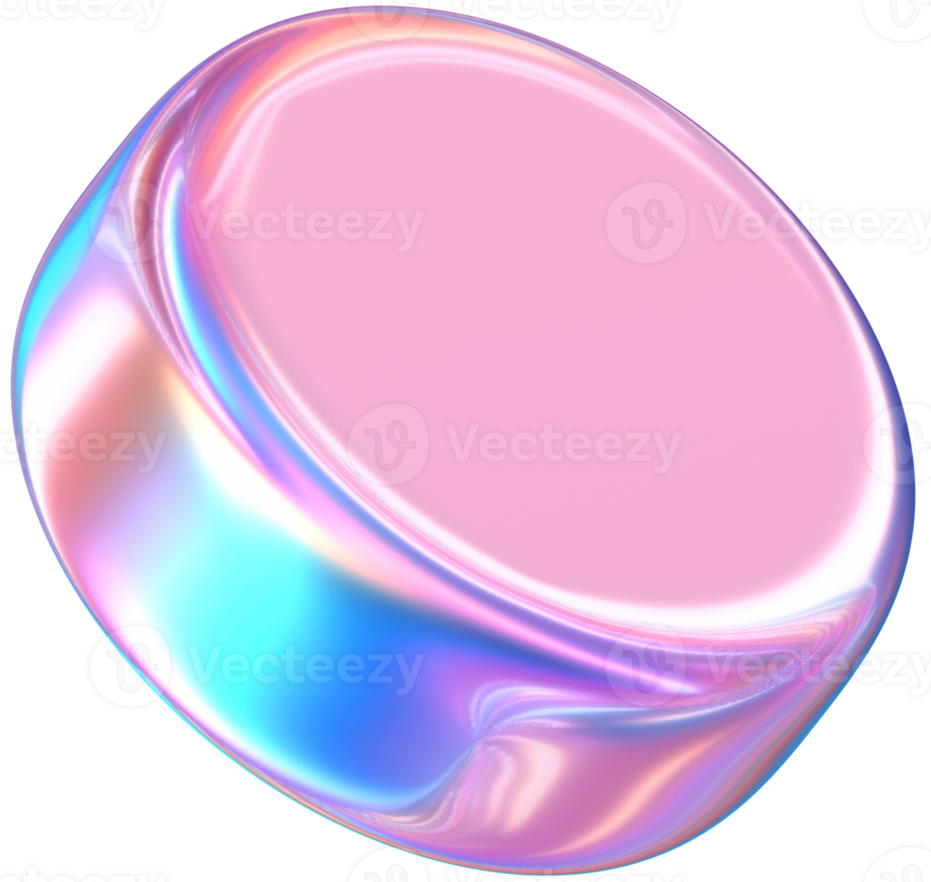 Purple 3D Rendering Holographic Soft Cylinder Button Illustration png