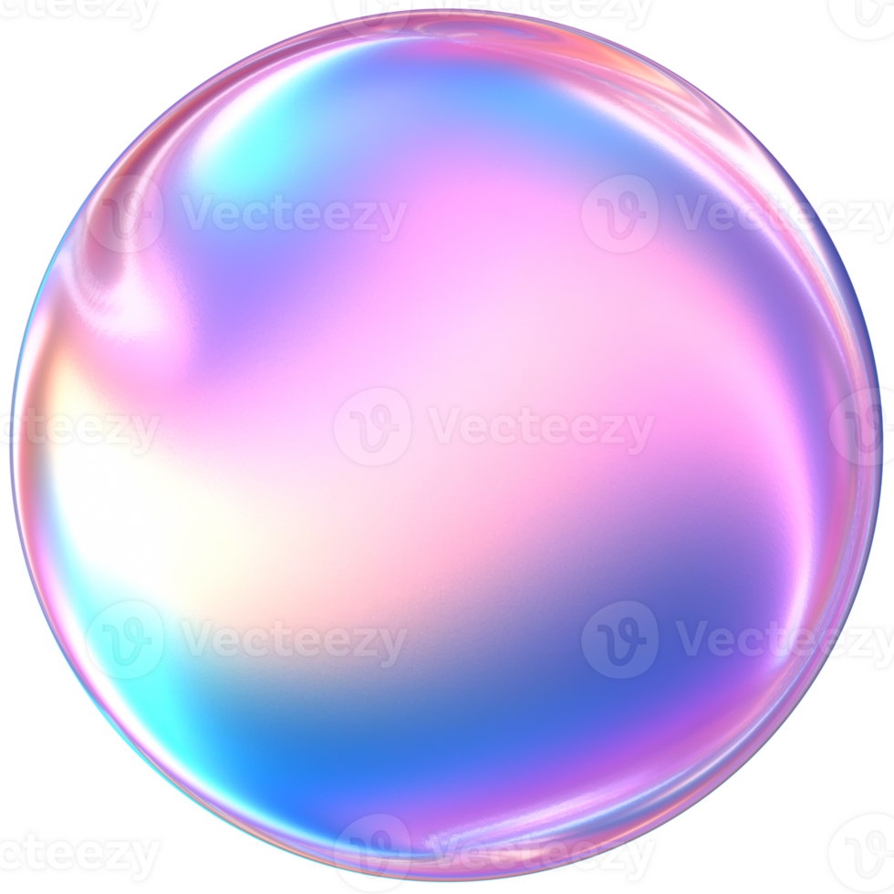 Purple 3D Rendering Holographic Round Glossy Button Illustration png