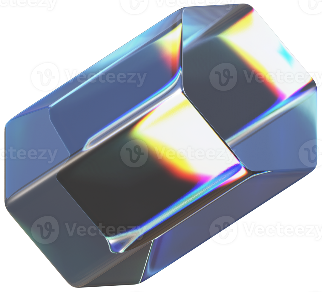 Transparent Glass Hexagonal Prism 3D Illustration Shapes png