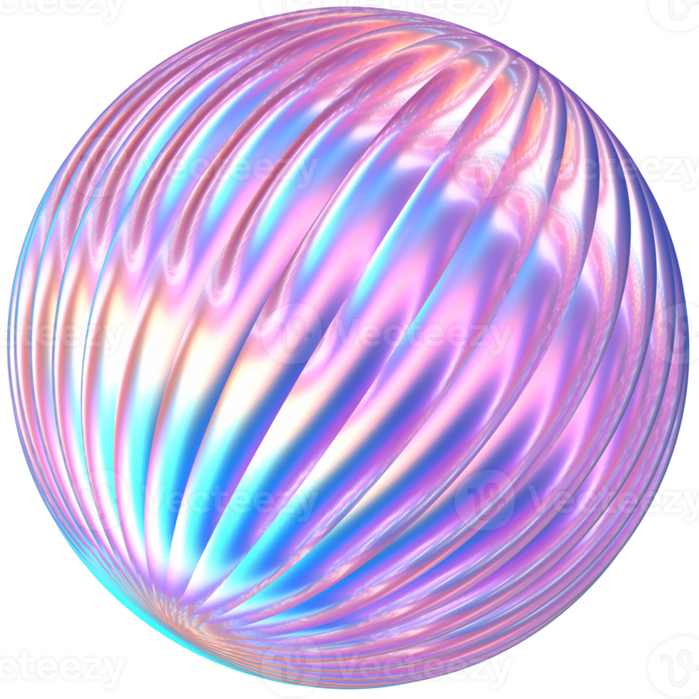 Purple 3D Rendering Holographic Textured Sphere Illustration png