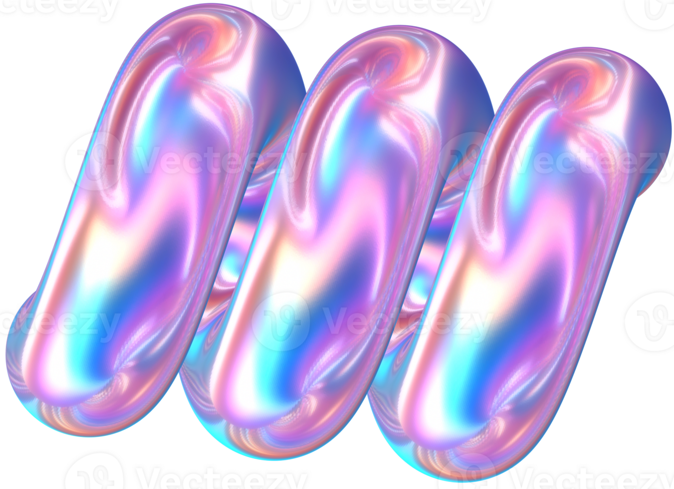 Purple 3D Rendering Holographic Spiral Tube Glossy Shape png