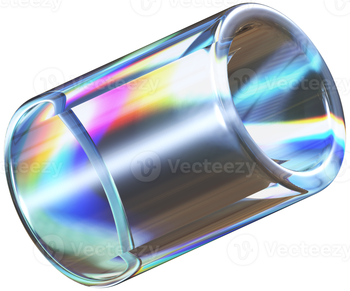 Artistic Glass Cylindrical Tube 3D Illustration Shapes png