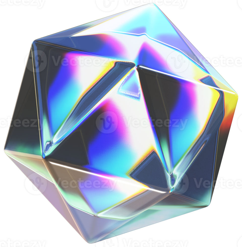 Multi-Faceted Polygon Glass 3D Illustration Shapes png