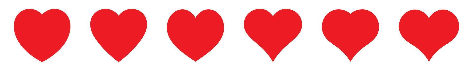 Red heart icons set, love icon. vector