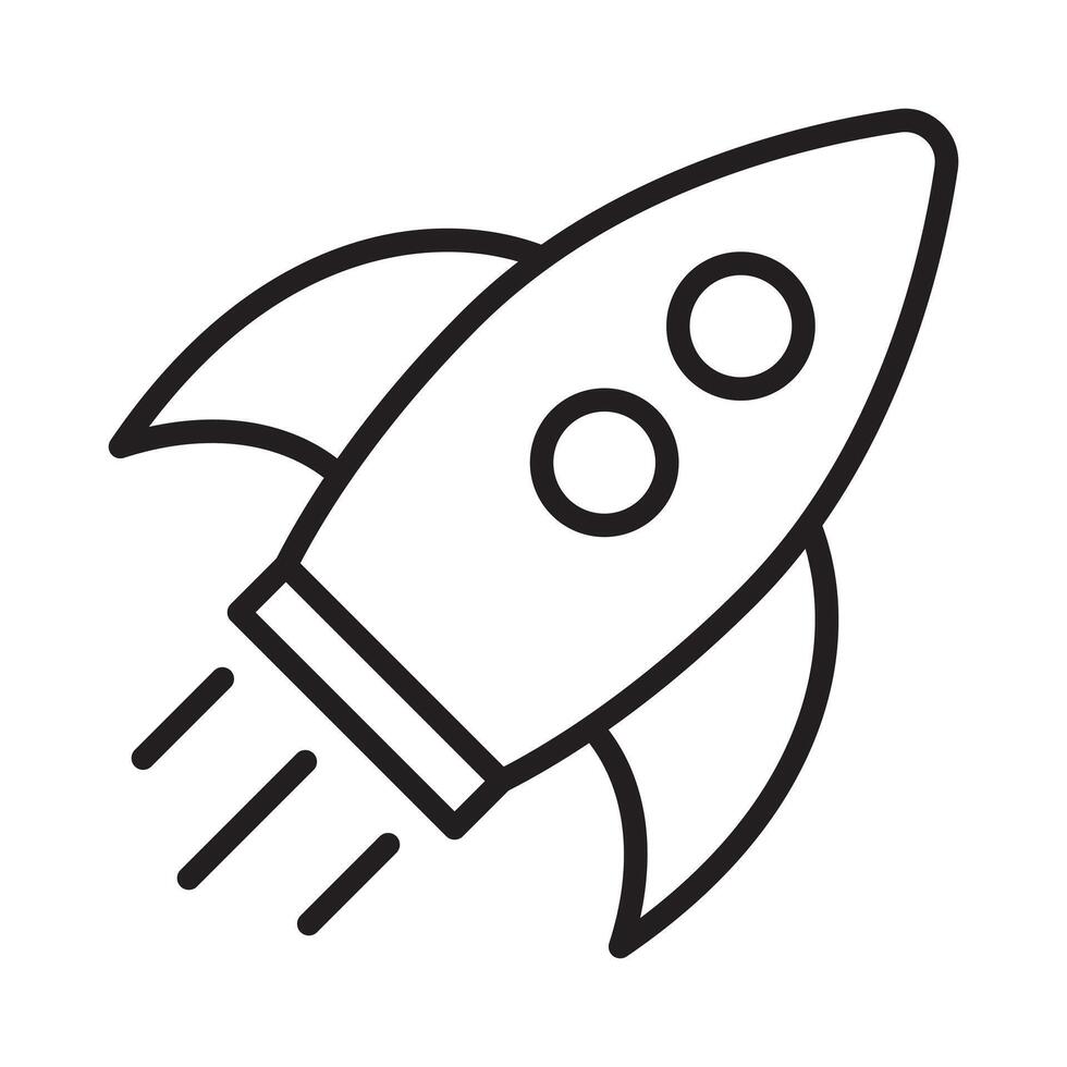 Rocket line icon. Cartoon flying rocket icon. vector