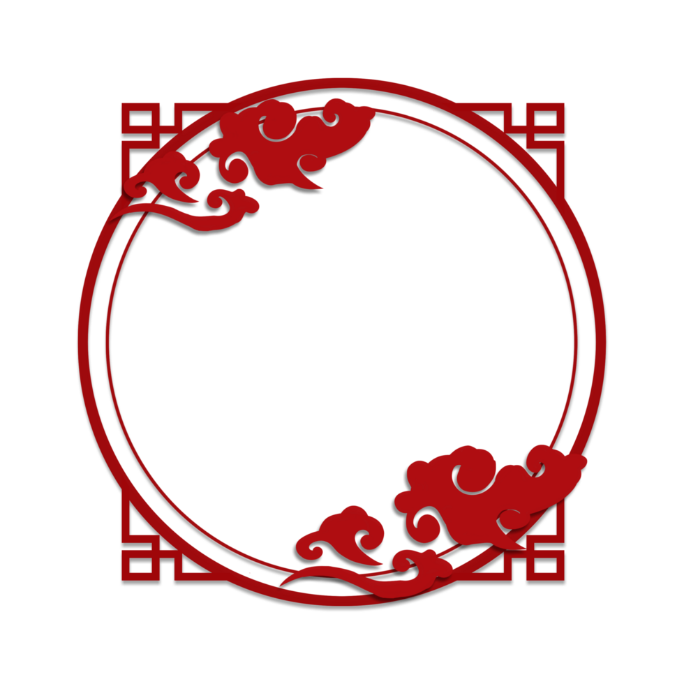Elegant Chinese New Year red Frame with Cloud Motifs png