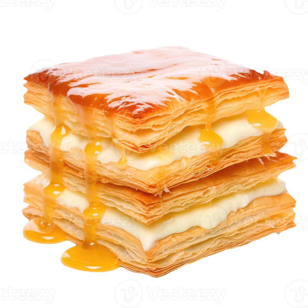 Flaky Layer Pastry with Caramel Sauce Cream Ready to Be Enjoy France Dessert png