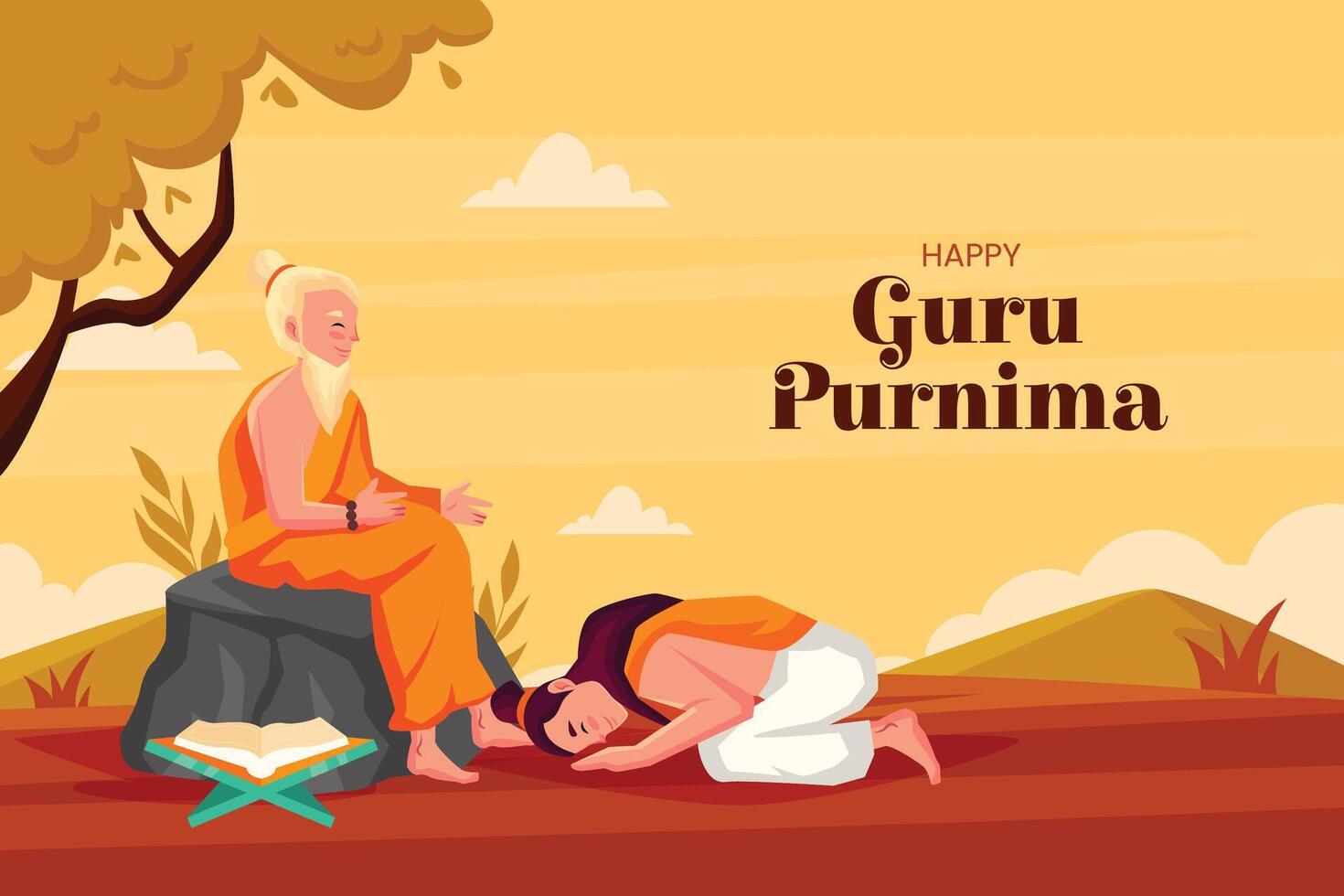 Hand drawn flat guru purnima background vector