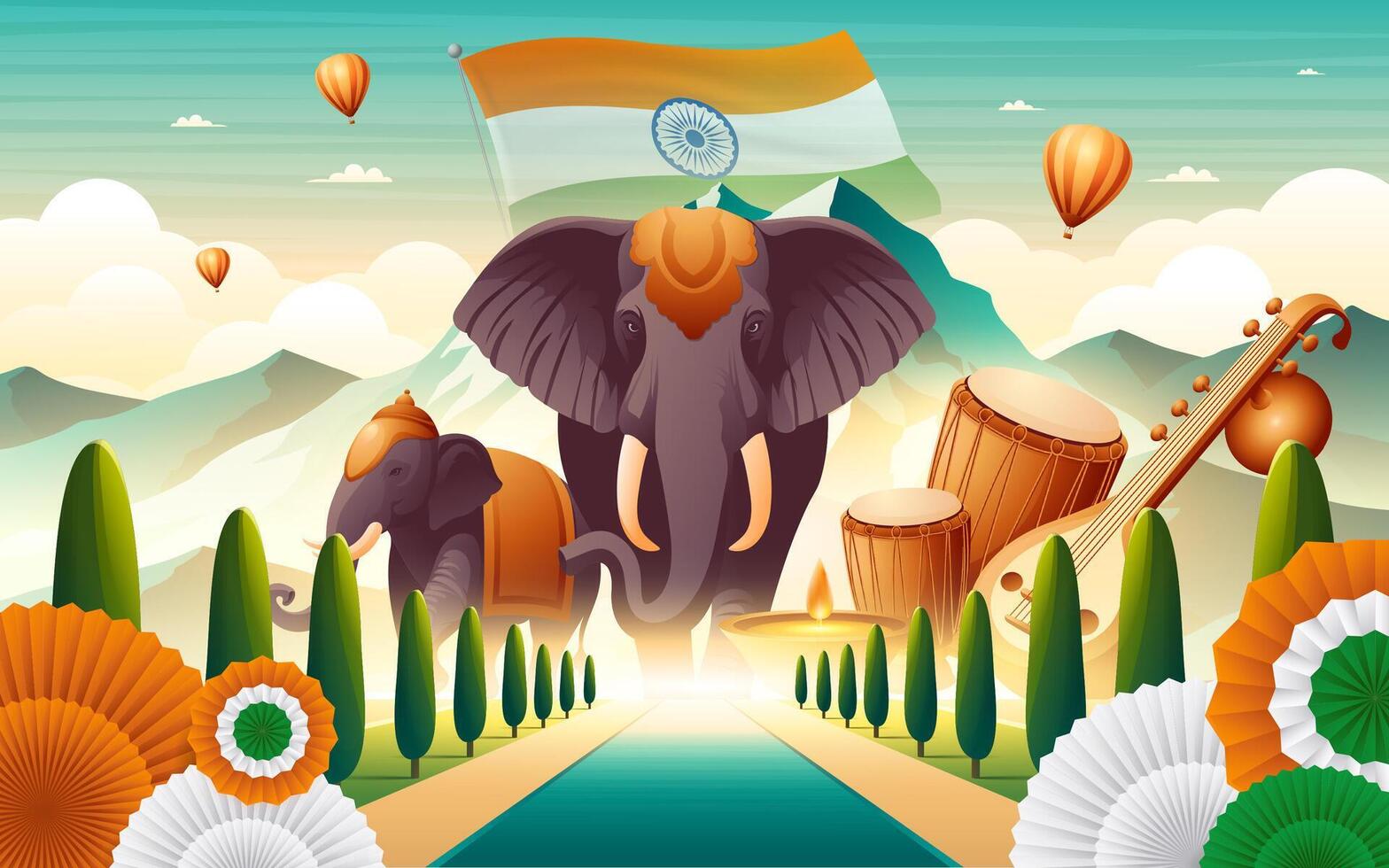 India travel composition in gradient design vector