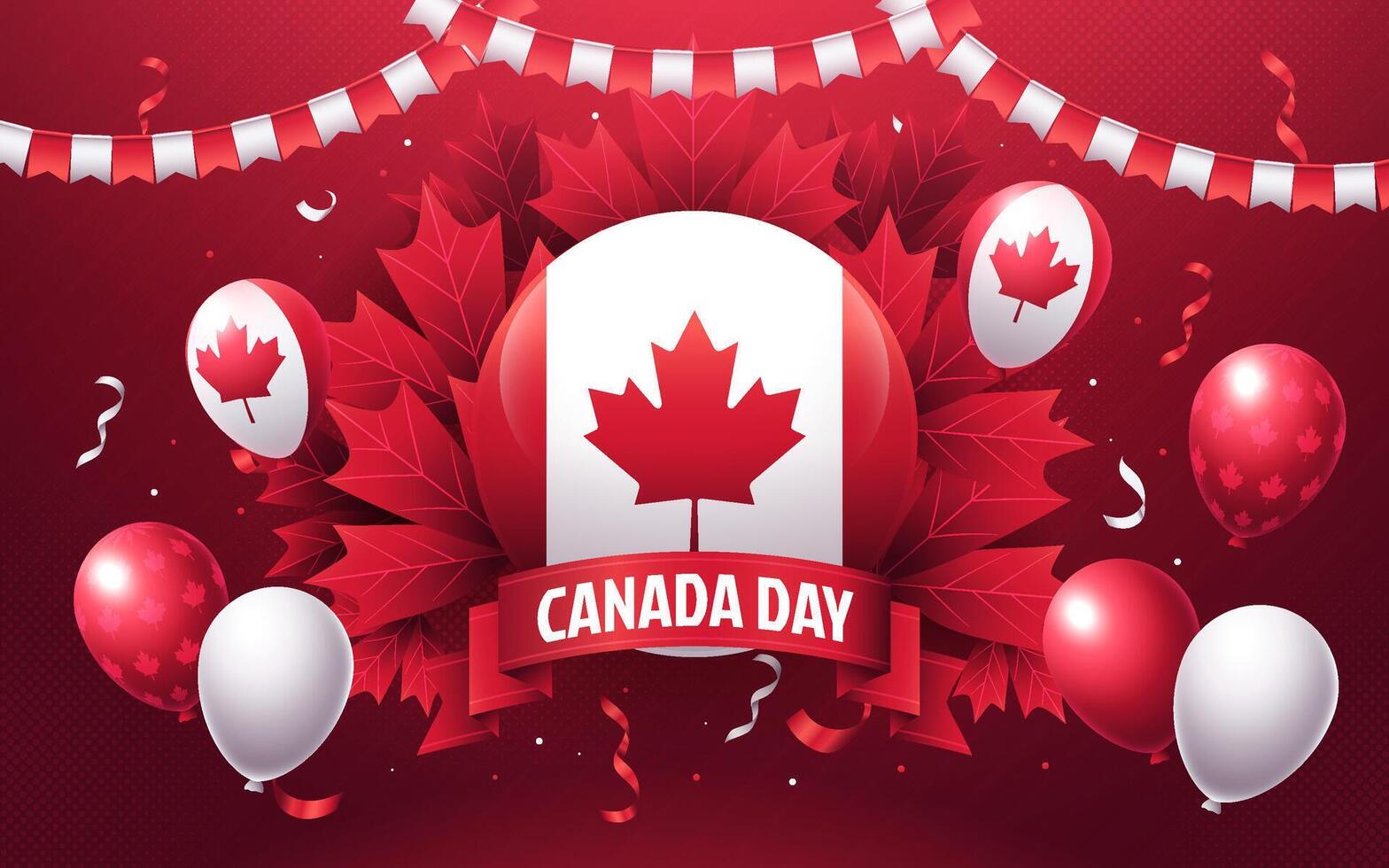 Canada day composition in realistic design vector