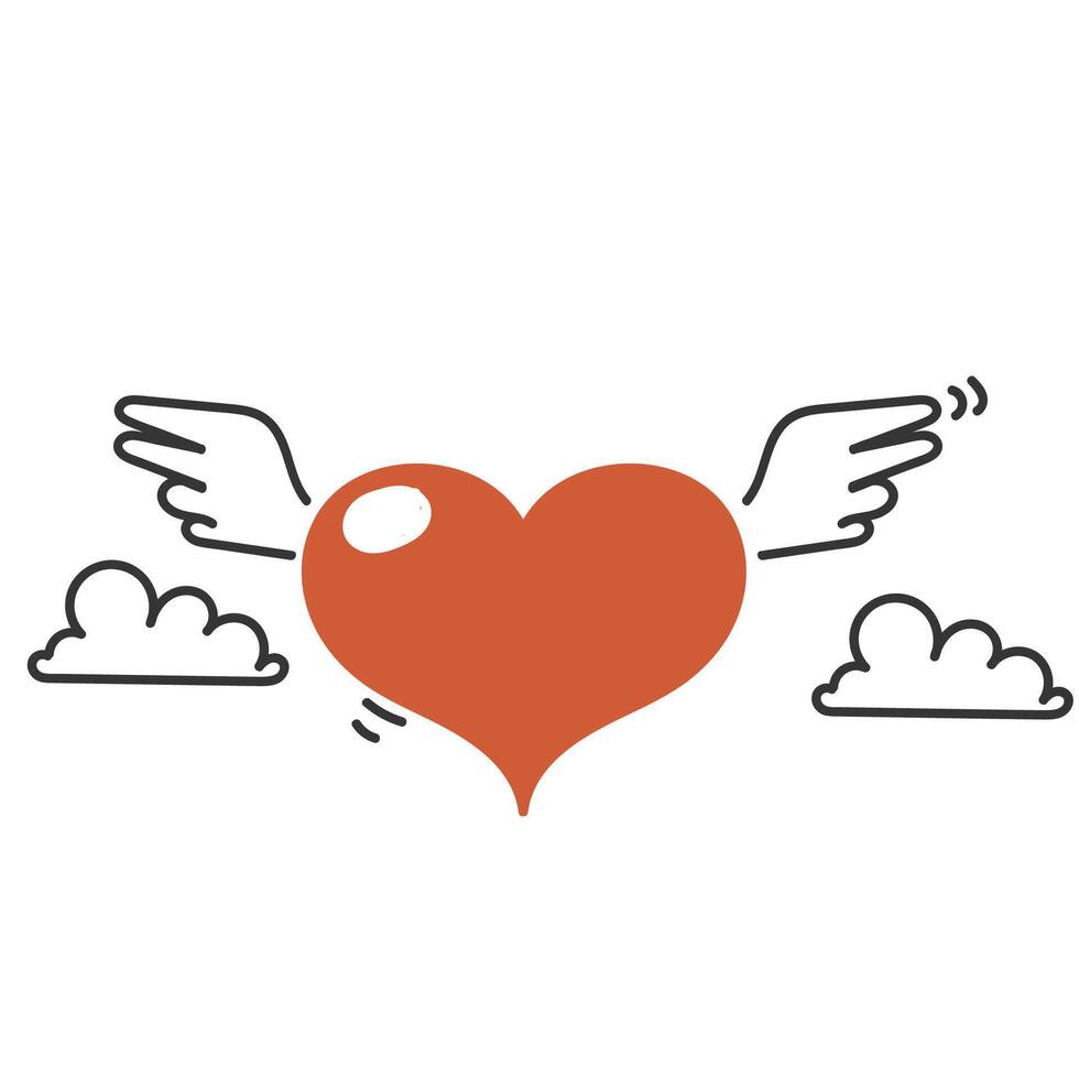 heart with wings and clouds illustration vector