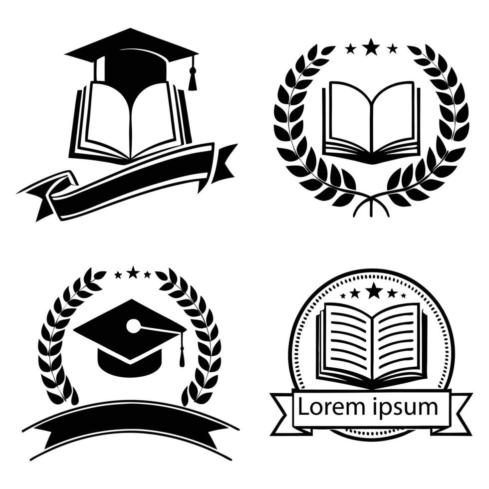 Silhouette Educational logo set vector