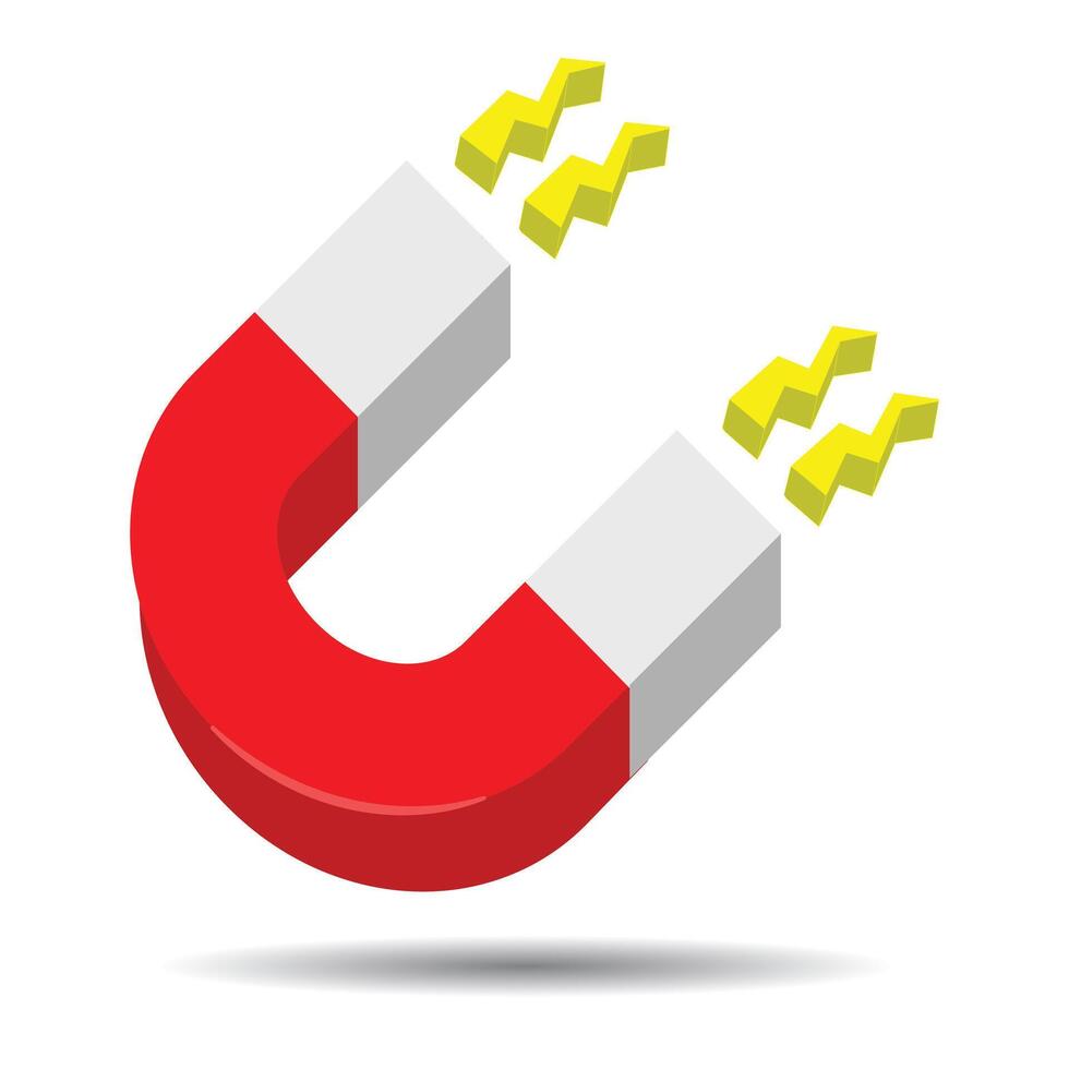 3d red magnet isolated on a white background vector