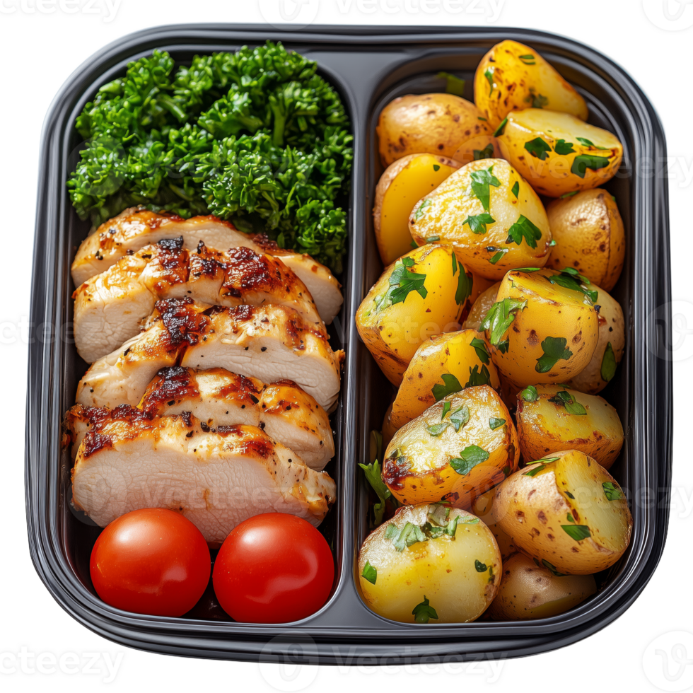 Healthy Grilled Chicken with Roasted Potatoes and Vegetables for Dinner png