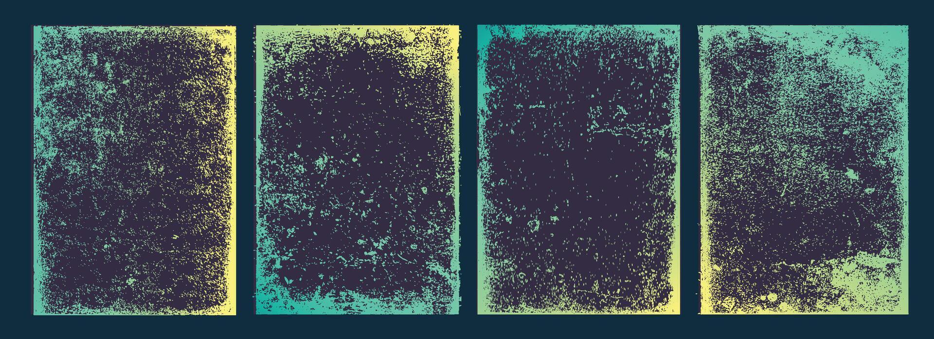 Collection of Neon green colored themed Grunge texture background Brochure cover template design vector