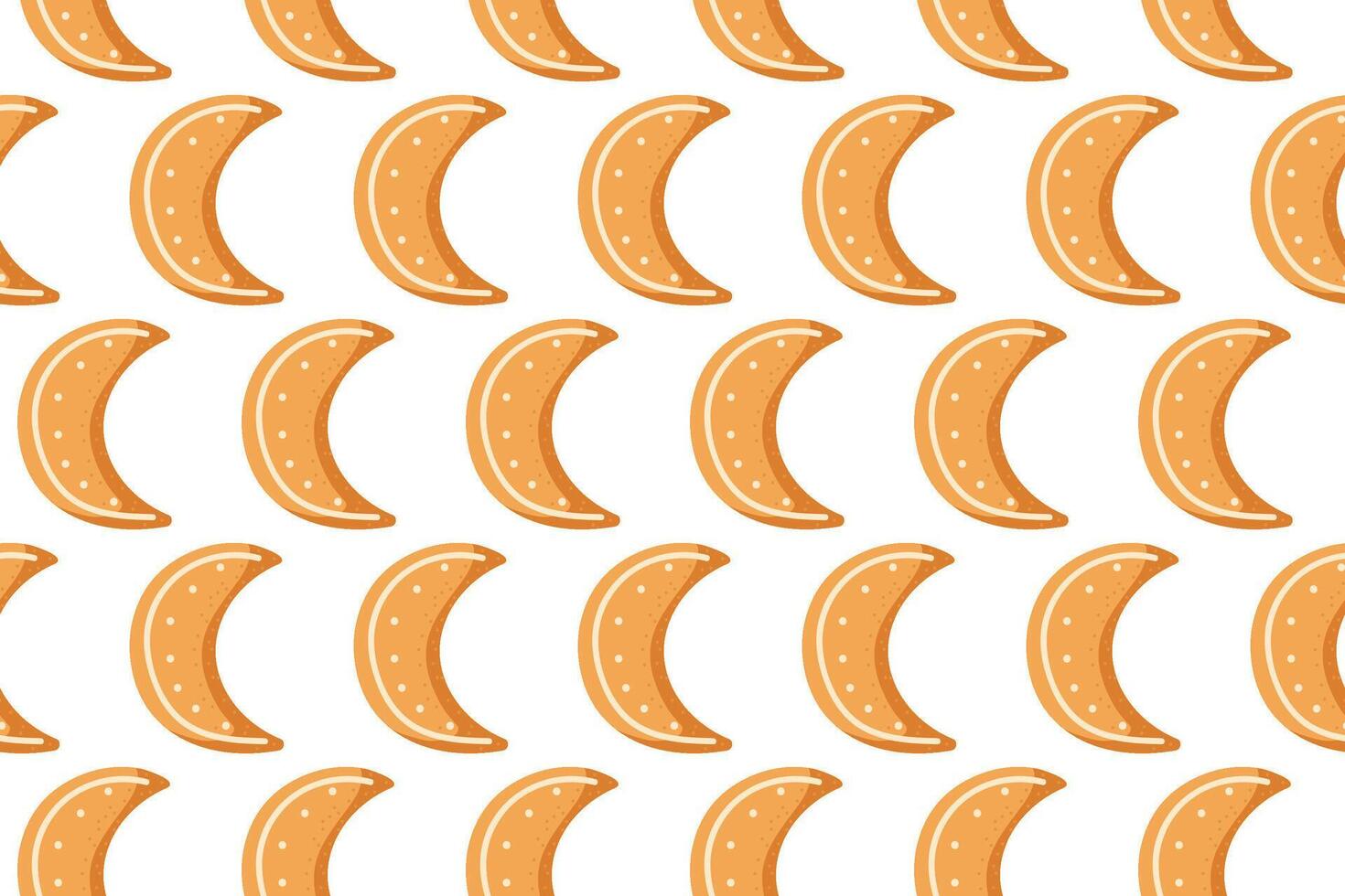 Repeating pattern of orange crescent shapes against a white background for modern design vector