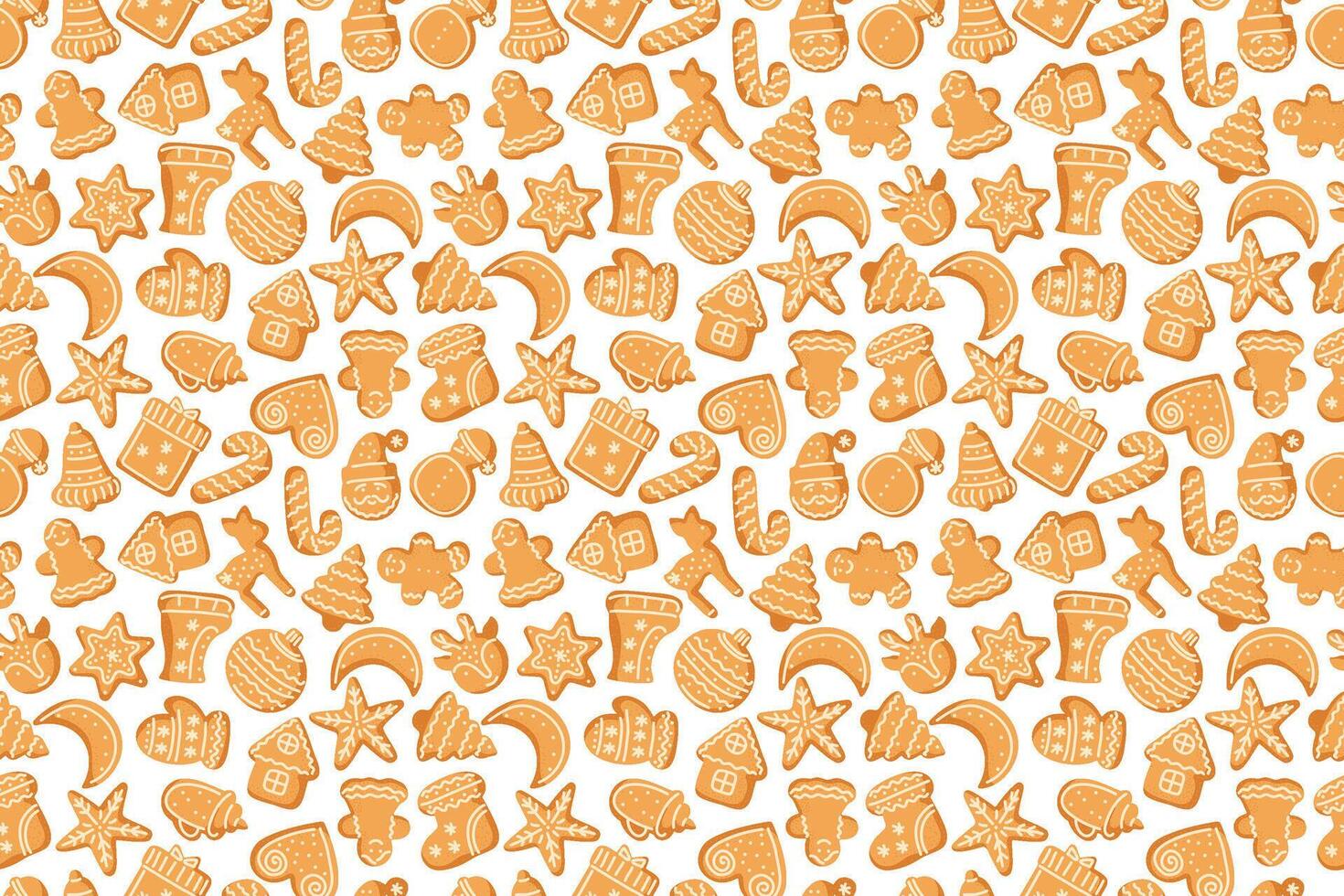 Festive patterned background featuring gingerbread cookies and holiday-themed shapes vector