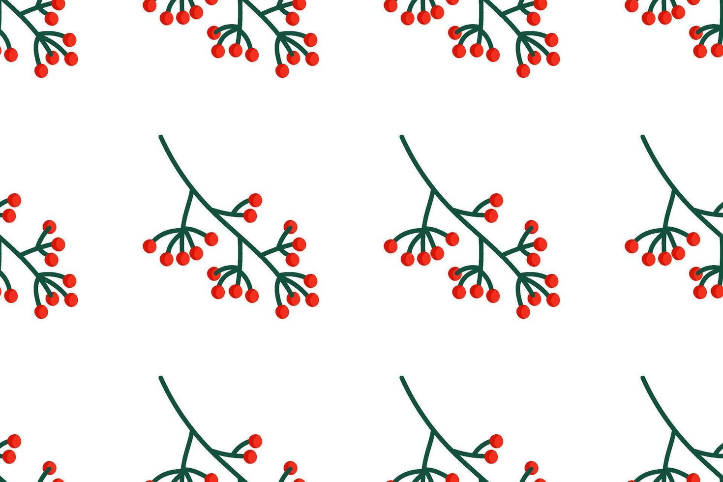Vibrant red berries on green branches against a white background, ideal for festive designs vector