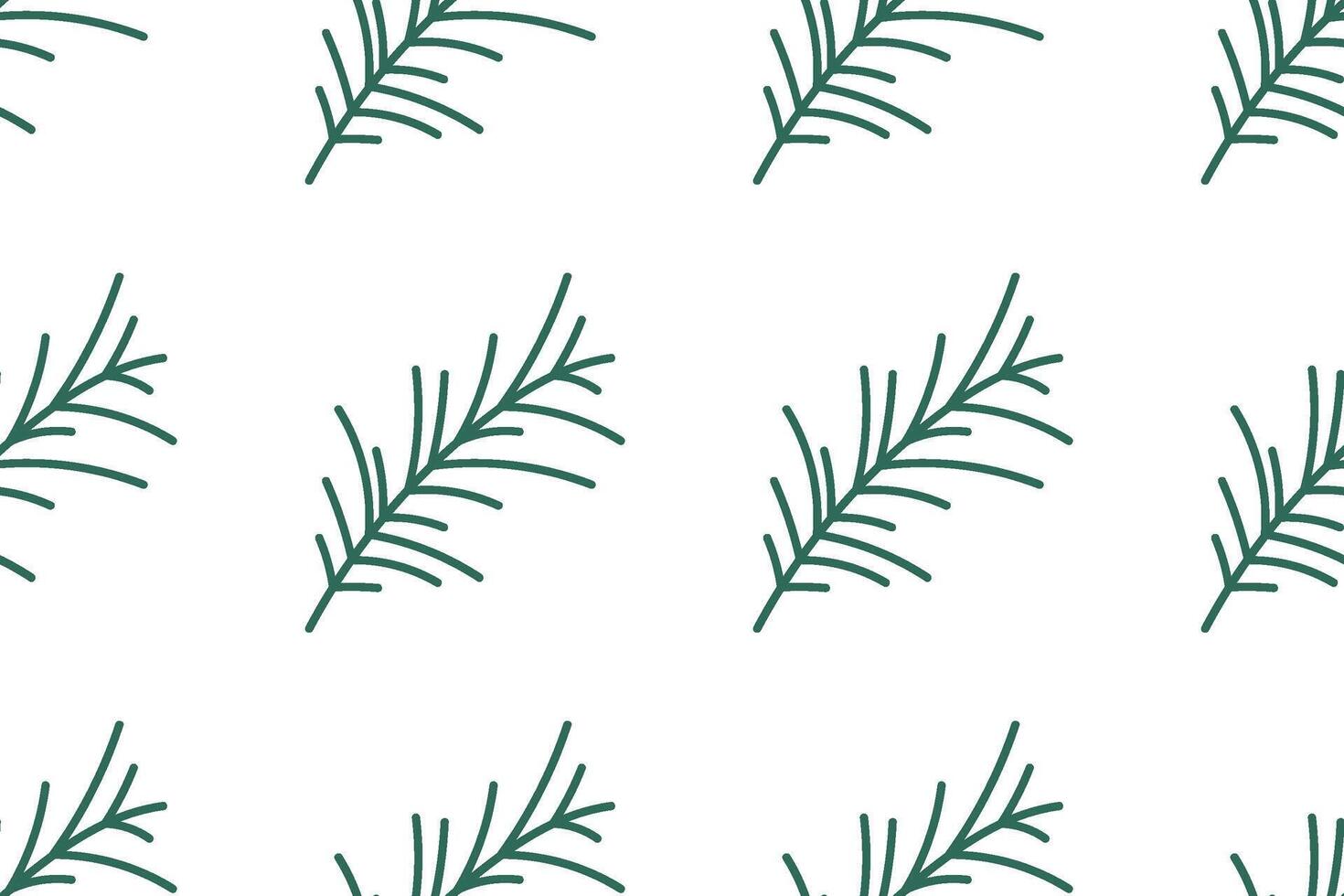 Green pine needles pattern on a white background showcasing minimalist botanical design vector