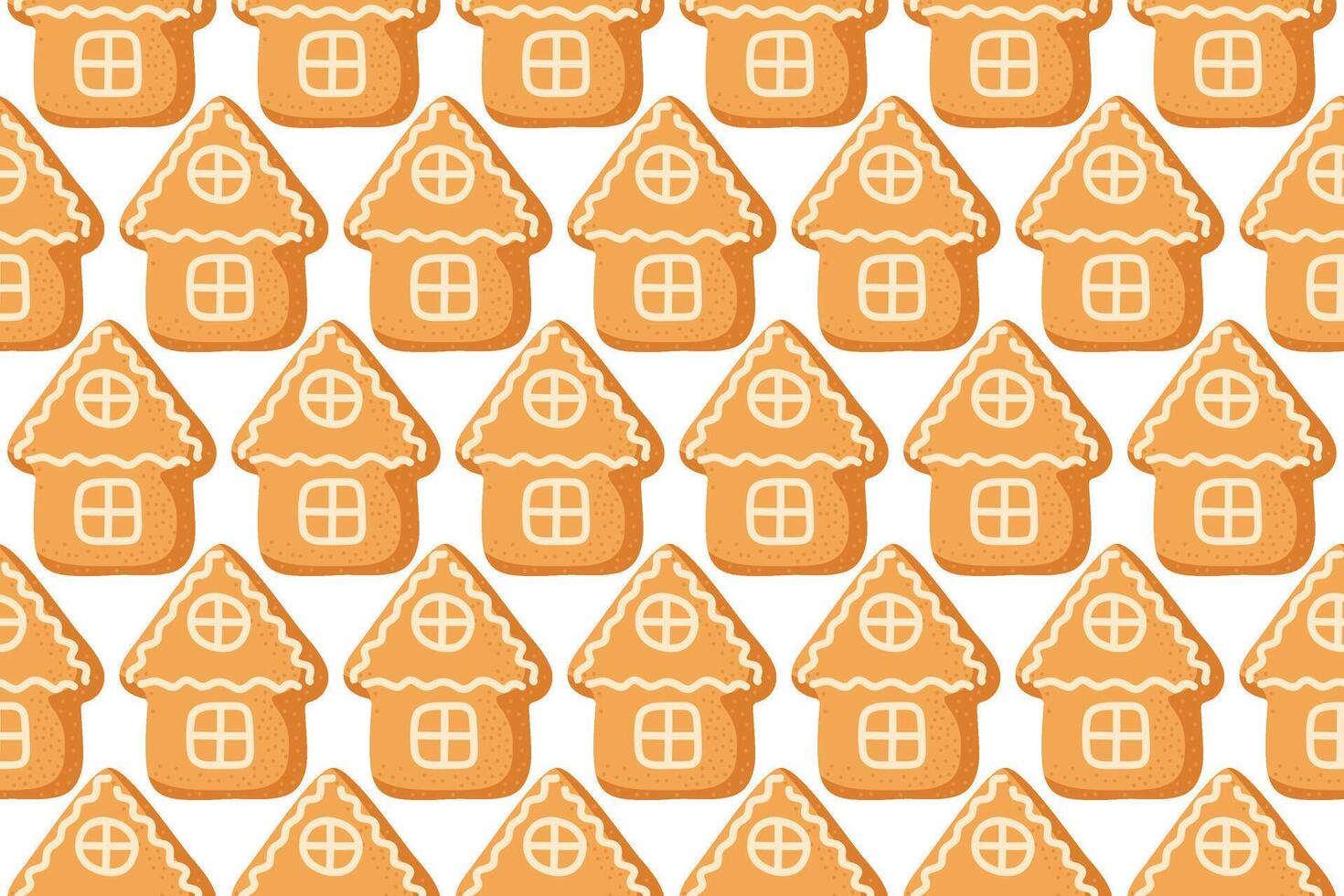 Gingerbread houses decorated in a repetitive pattern on a white background for festive celebrations vector