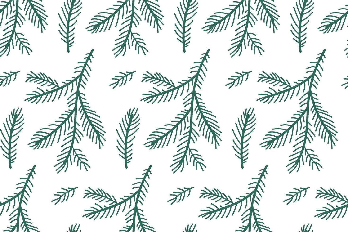 Pattern of evergreen branches on a white background, perfect for holiday-themed design projects vector