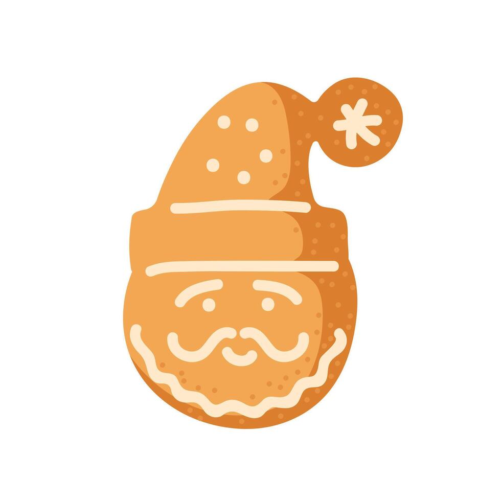 Delightful gingerbread Santa cookie with a festive hat and cheerful expression vector
