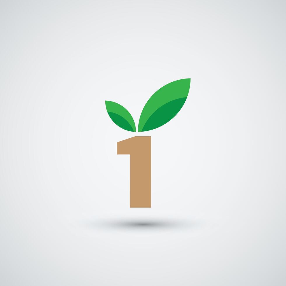 Number one tree logo icon design template vector