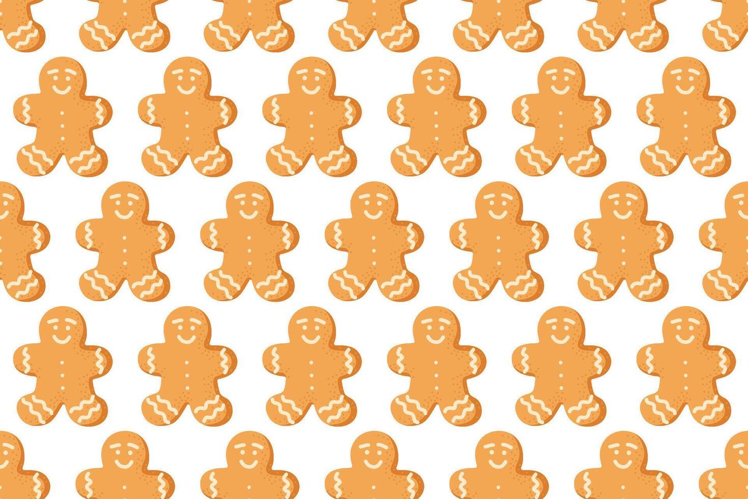 Gingerbread cookie pattern on a white background, perfect for festive decorations and crafts vector