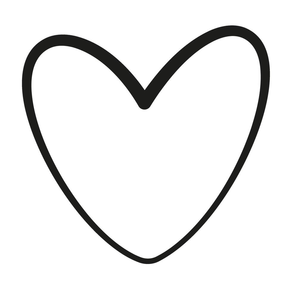 Cute heart doodle style. Hand drawn black and white isolated logo line art. Design element for web graphic design poster Coloring page art therapy. illustration vector