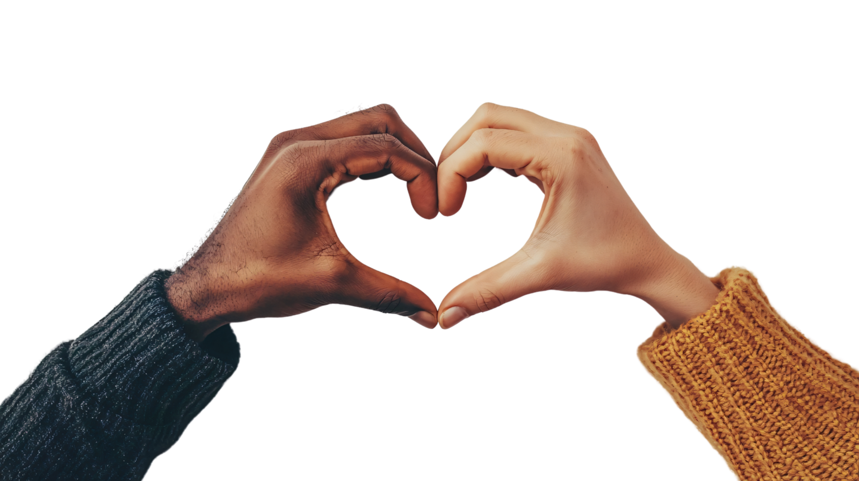 Man and woman hands forming heart shape, symbolizing romantic love connection valentines day isolated on transparent background png