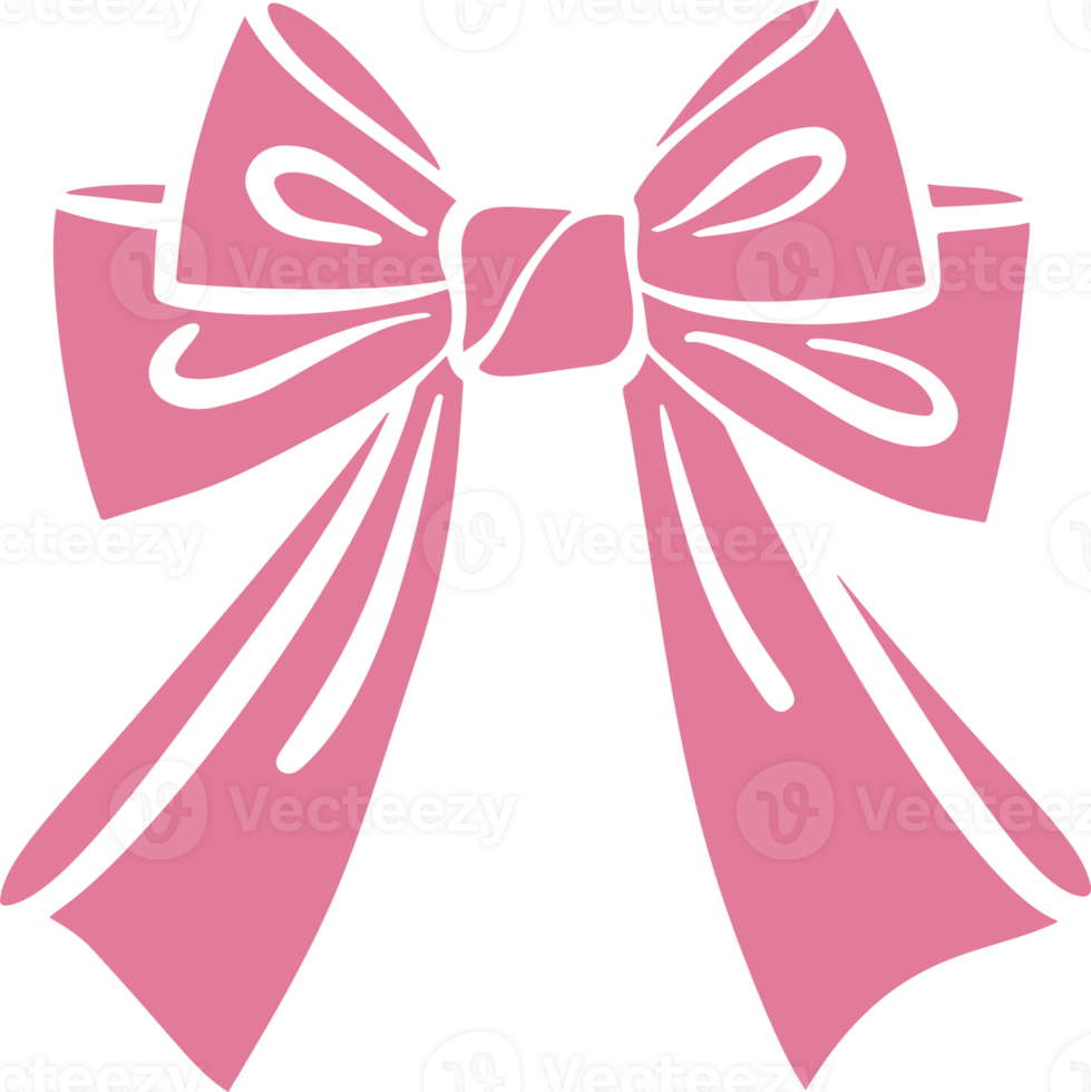 Pink bow silhouette. Cute vintage flat design, perfect for gifts, holidays, Valentines cards. Girly decorative hair accessory png