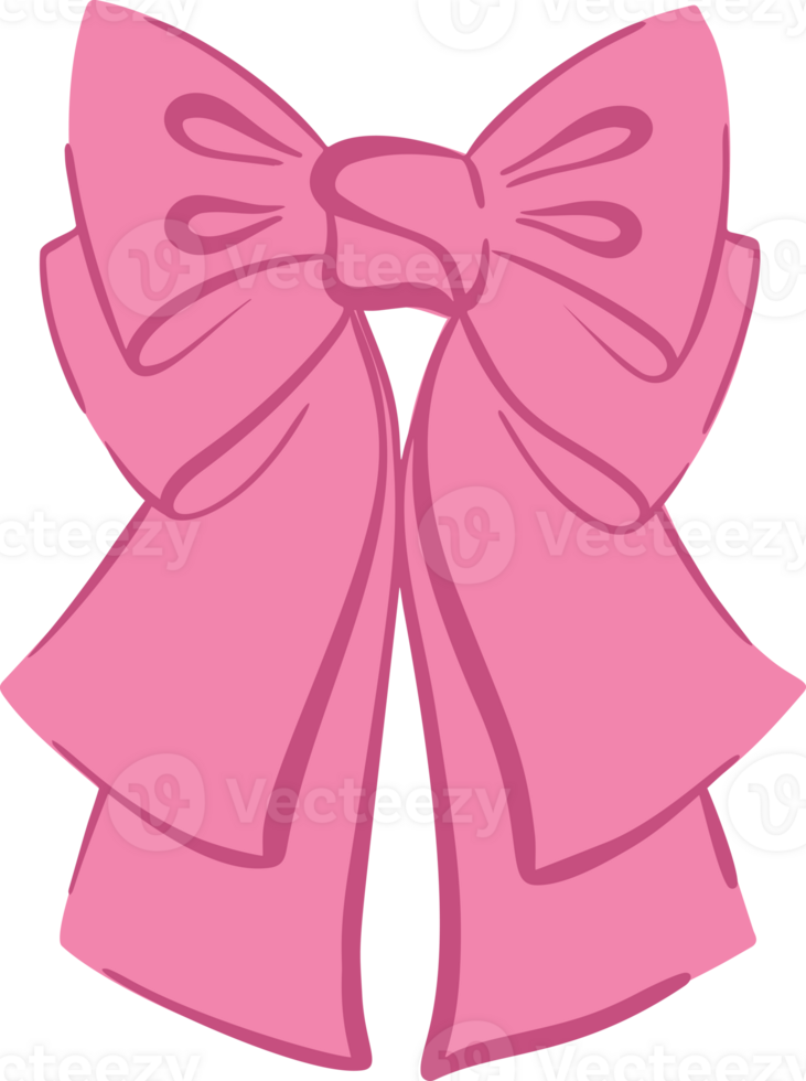 Pink bow. Cute vintage flat design with satin ribbons, perfect for gifts Valentines cards and decorative collections. Girly fashion hair accessory. png