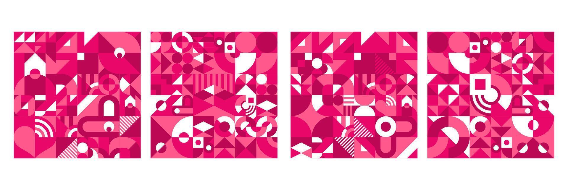 Valentines Day tile geometric shapes patterns vector