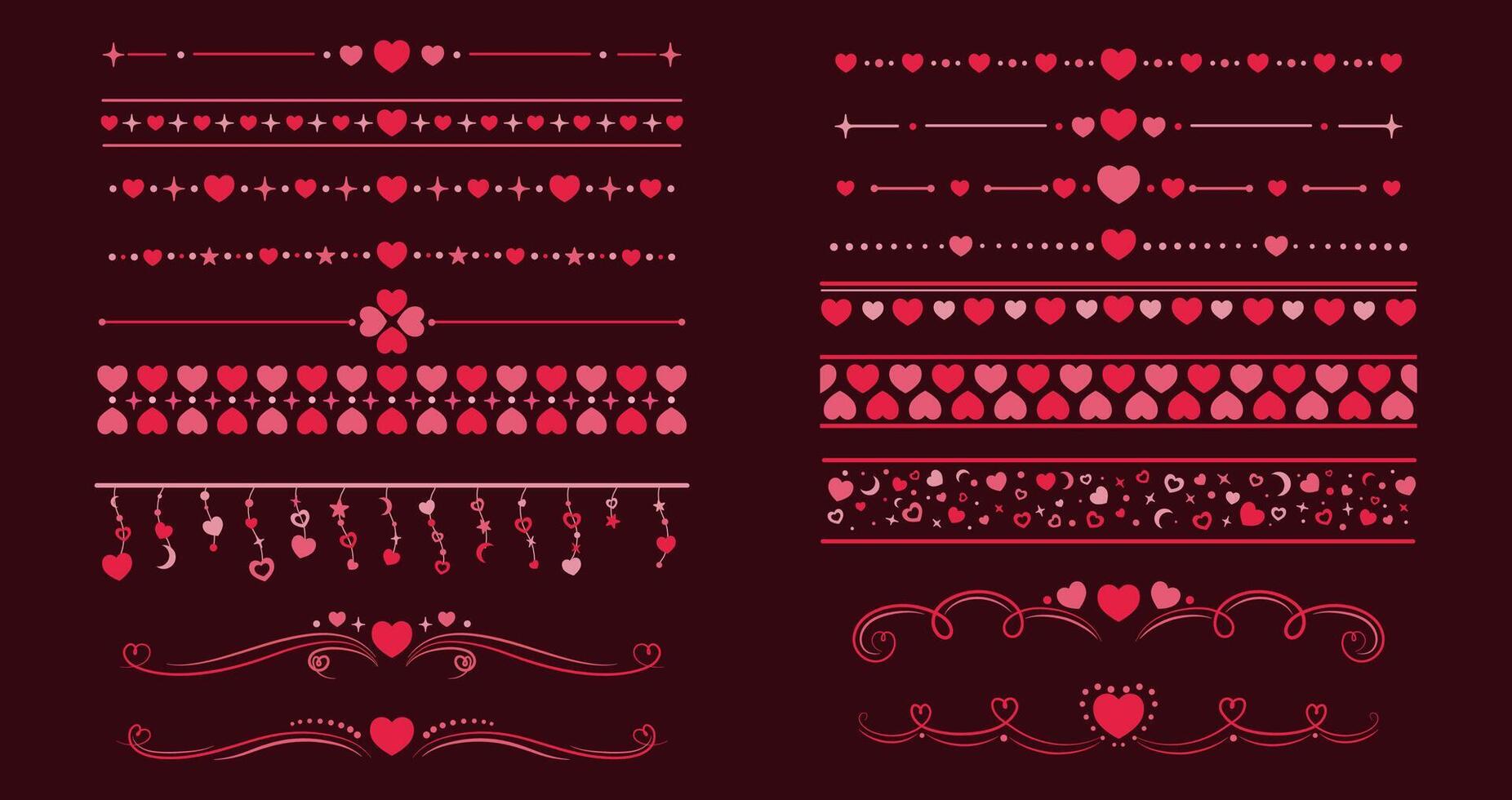 Valentines day borders and dividers set vector