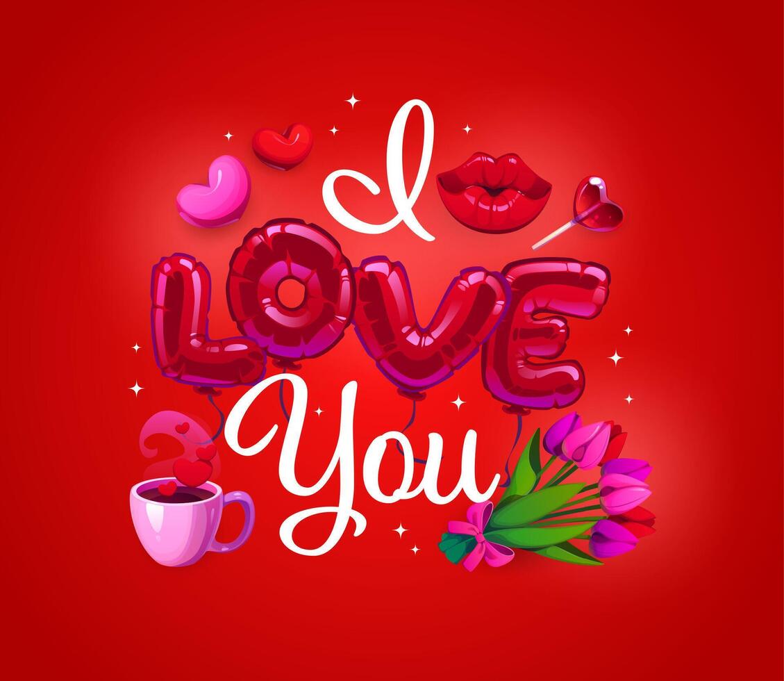 I love you valentines day quote, romantic phrase vector