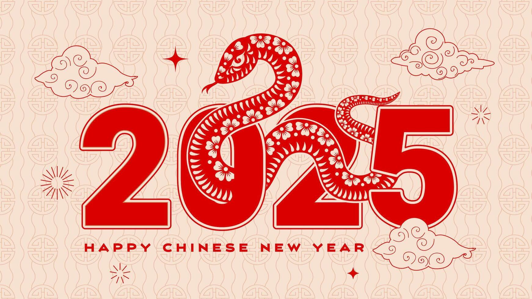 2025 happy Chinese new year banner with red snake vector