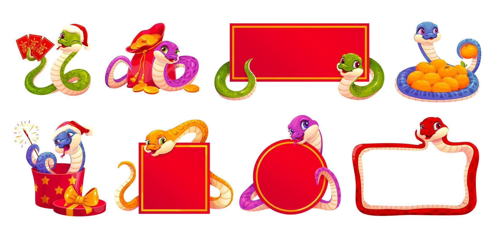 Chinese new lunar year funny cute snake characters vector