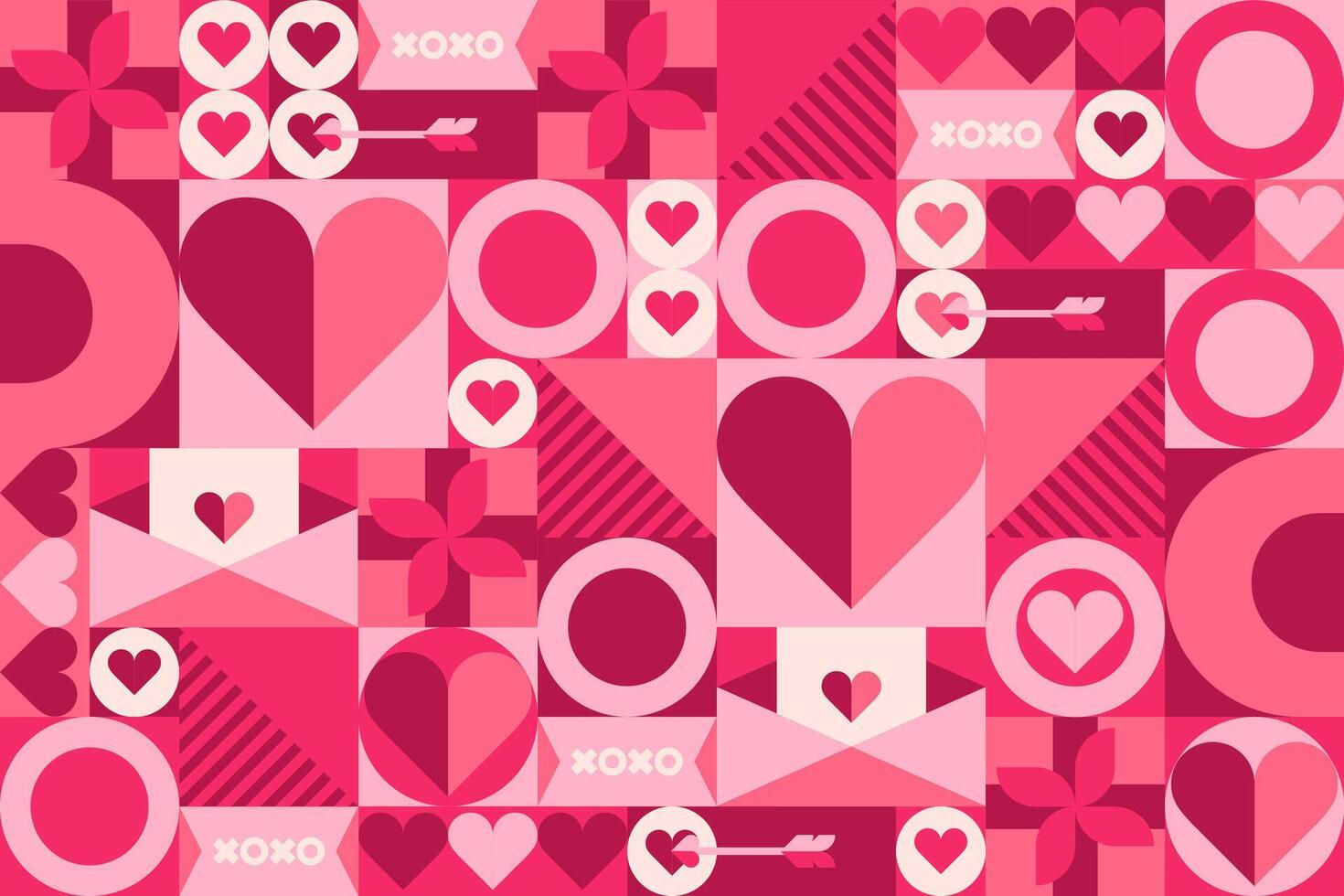 Valentine Day geometric shapes abstract background vector