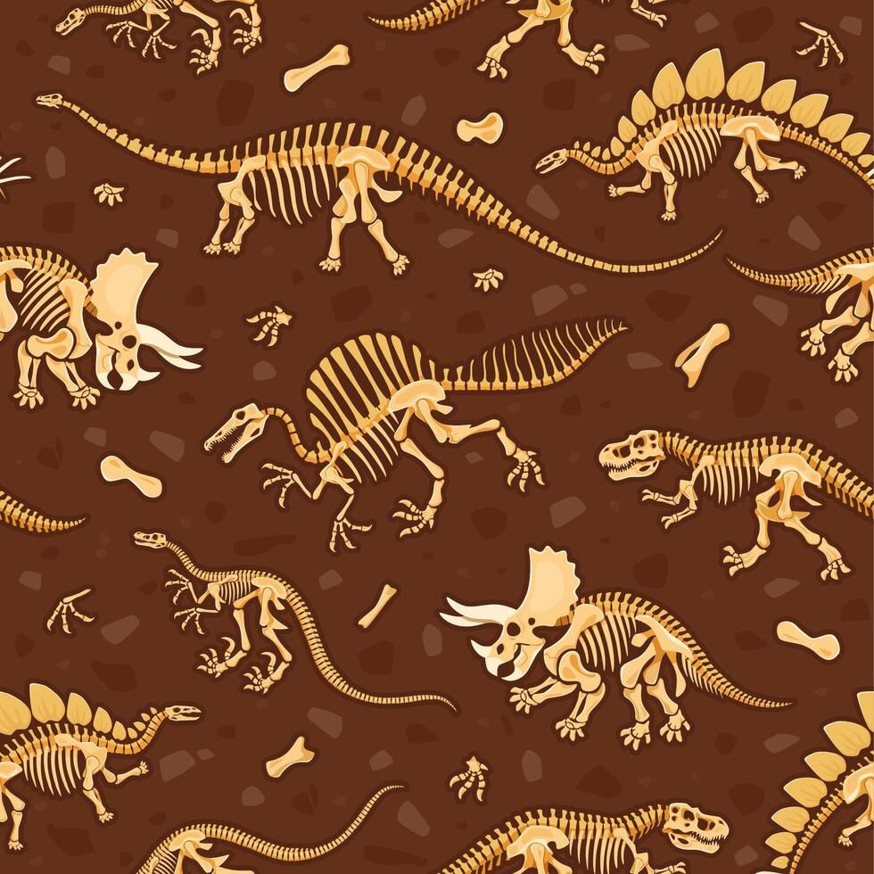 Prehistoric dinosaur fossils pattern vector
