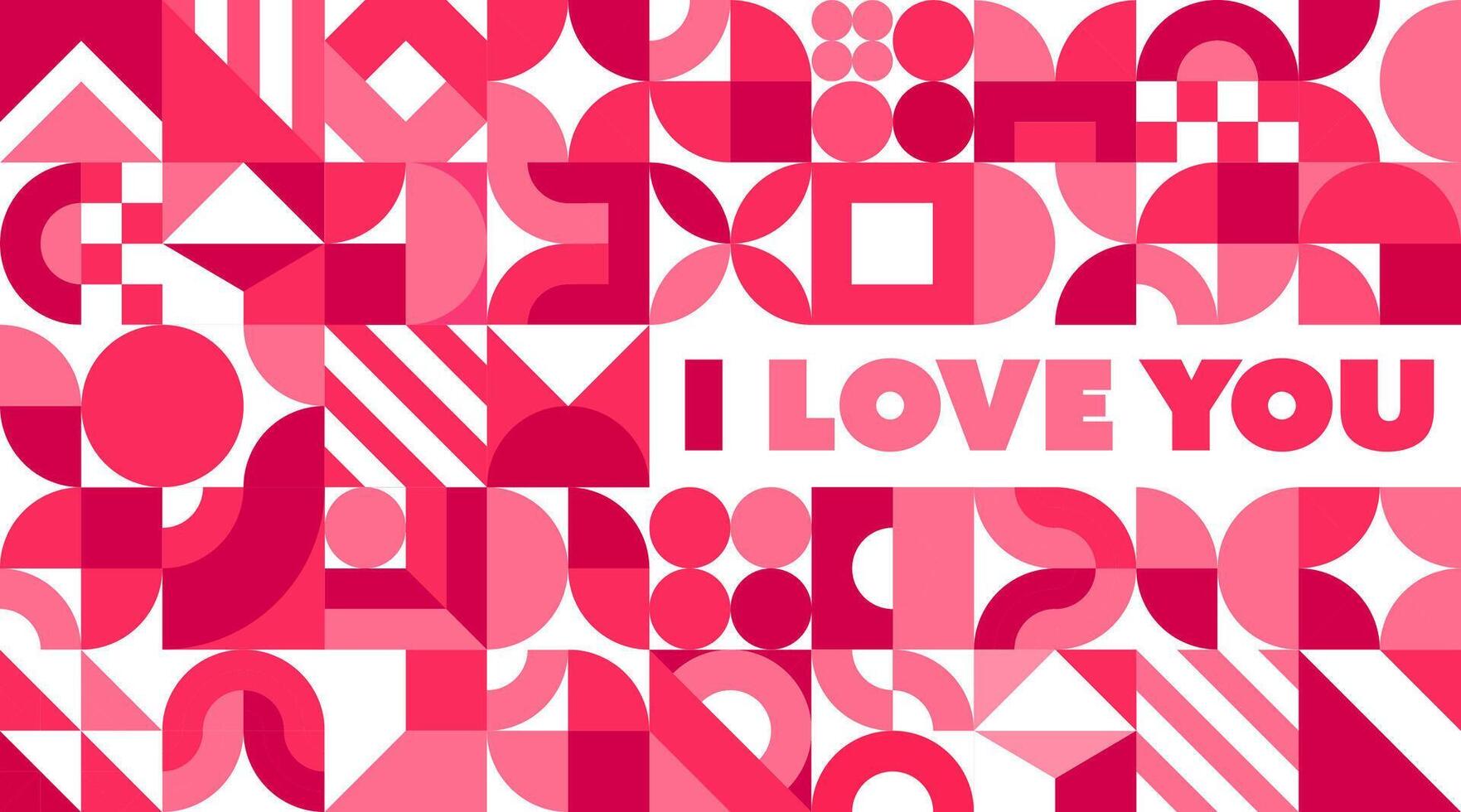 Valentines day greeting card with bauhaus shapes vector