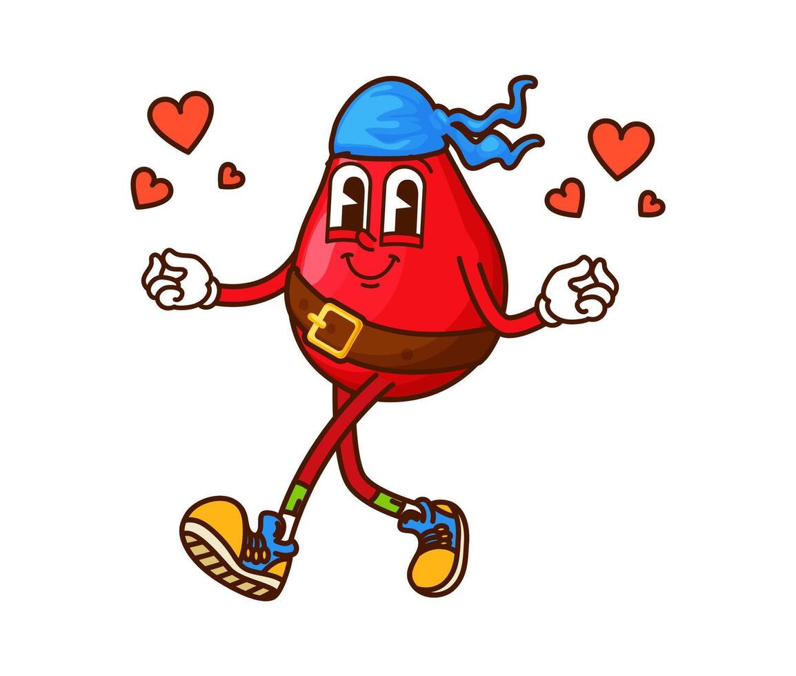 Groovy berry pirate or corsair cartoon character vector