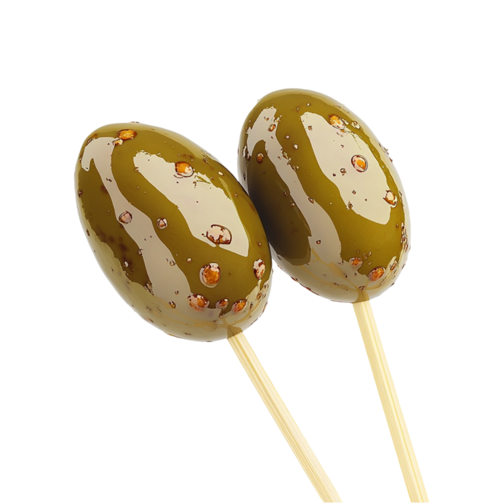 Two Green Olives on Sticks png
