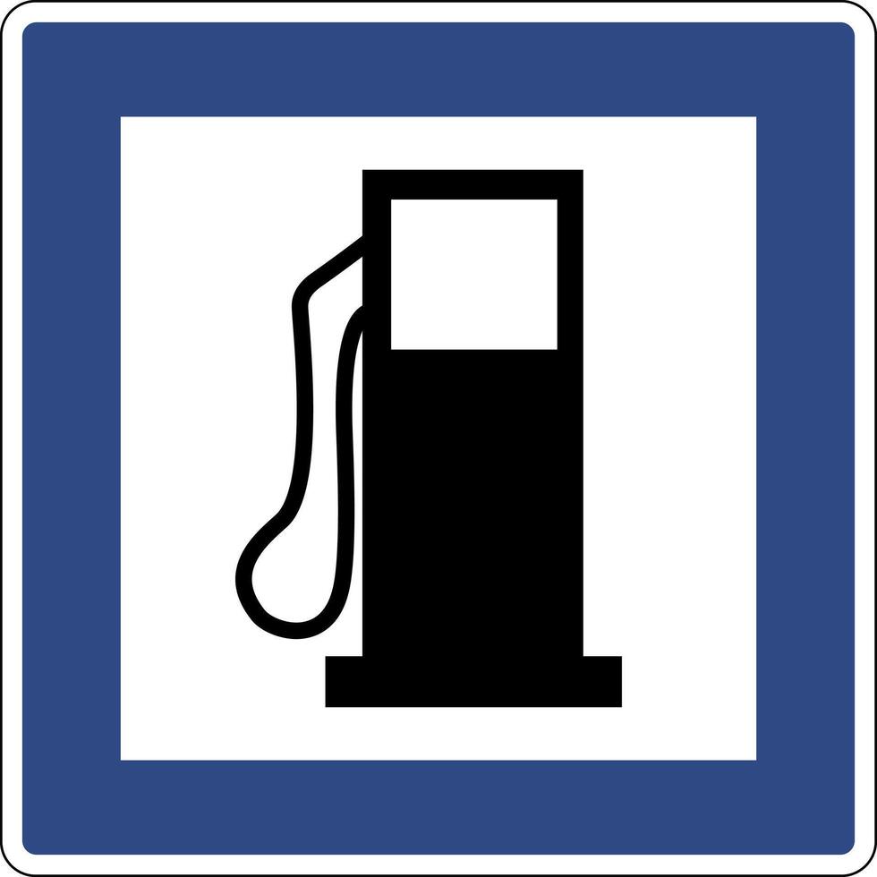 Road sign gas station. Indicates the location the nearest gas station on motorways public roads and in populated areas. vector