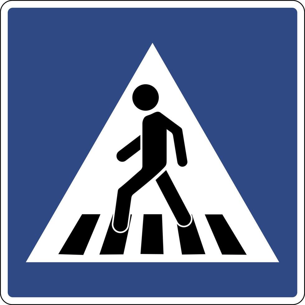 Road sign pedestrian crossing. Inform road users about the presence a crossing for pedestrians. Places where pedestrians have the right to cross the roadway. vector